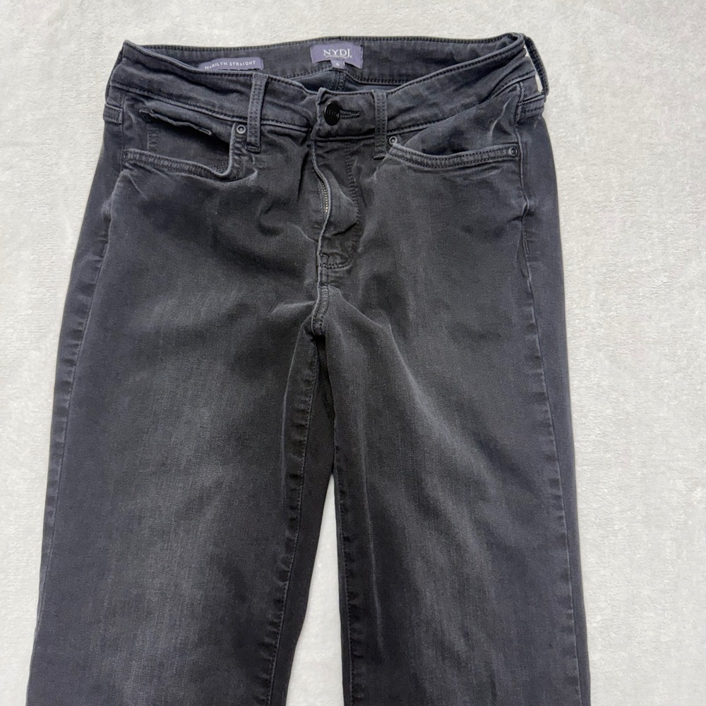 NYDJ Marilyn Straight Leg Jeans Black Lift Tuck Sure Stretch Denim Size 6 - Picture 7 of 12